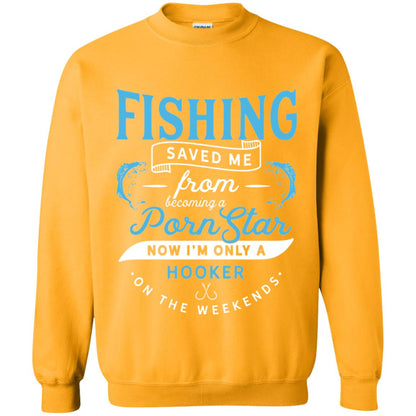 Funny Fishing Tshirts Im Only A Hooker On The Weekends Gold
