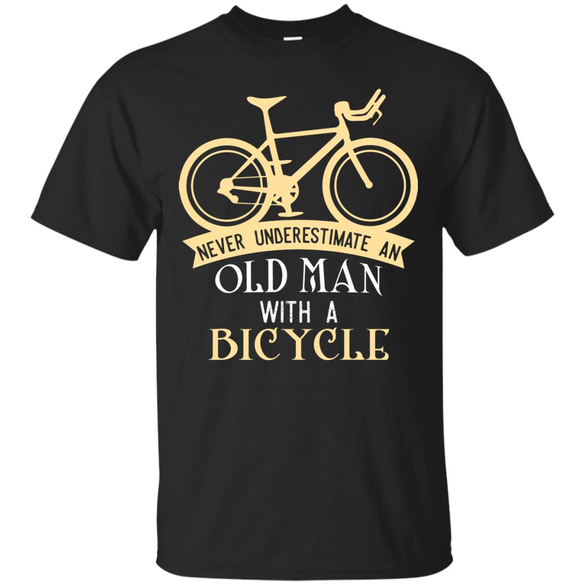 Never Underestimate An Old Man With A Bicycle Cyclist T-shirt Black