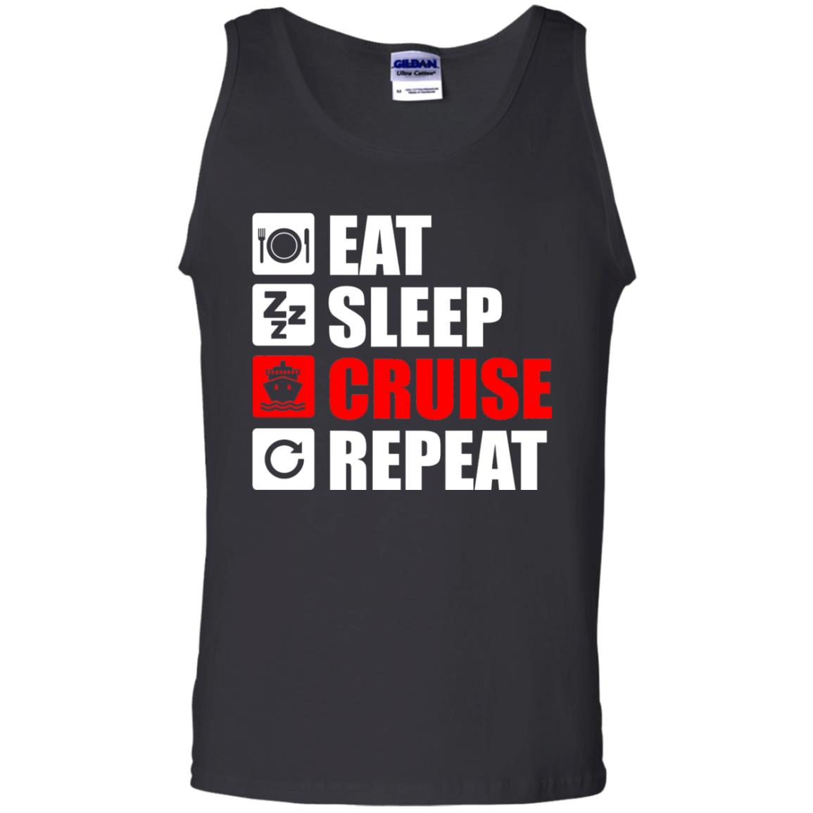 Eat Sleep Cruise Repeat Summer Vacation T-shirt Black