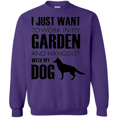 Dog Lovers T-shirt I Just Work In My Garden And Hangout With My Dog Purple