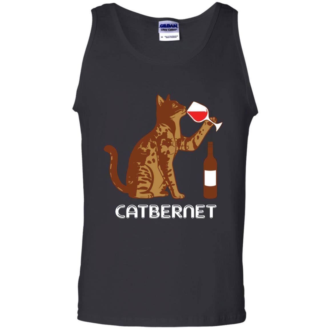 Cat Lovers T-shirt Catbernet Cat Wine Black