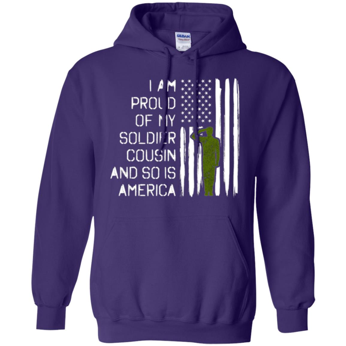 Military T-shirt I A Am Proud Of My Soldier Cousinn And So Is America Purple