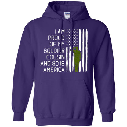 Military T-shirt I A Am Proud Of My Soldier Cousinn And So Is America Purple