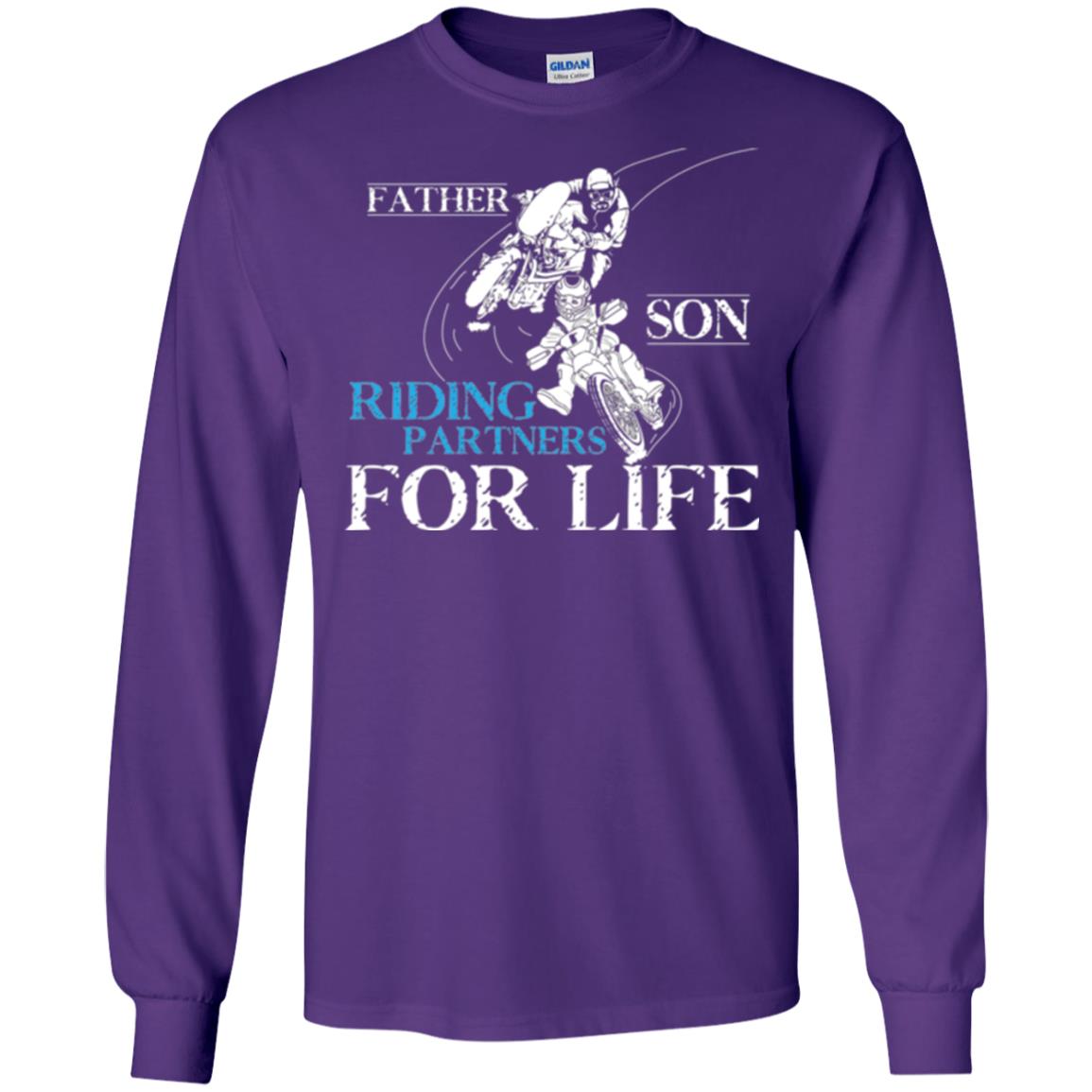 Motocross T-shirt Father Son Riding Partners For Life Purple
