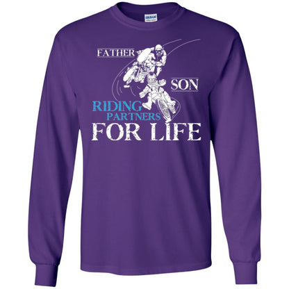 Motocross T-shirt Father Son Riding Partners For Life Purple