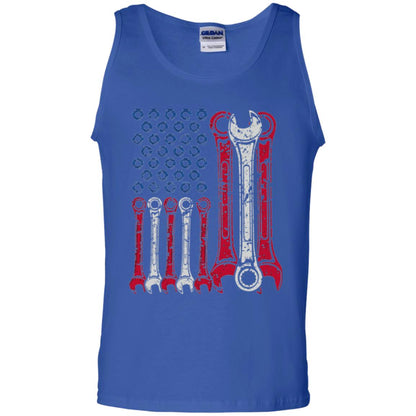 Mechanic T-shirt Usa Red White Blue American Flag Royal