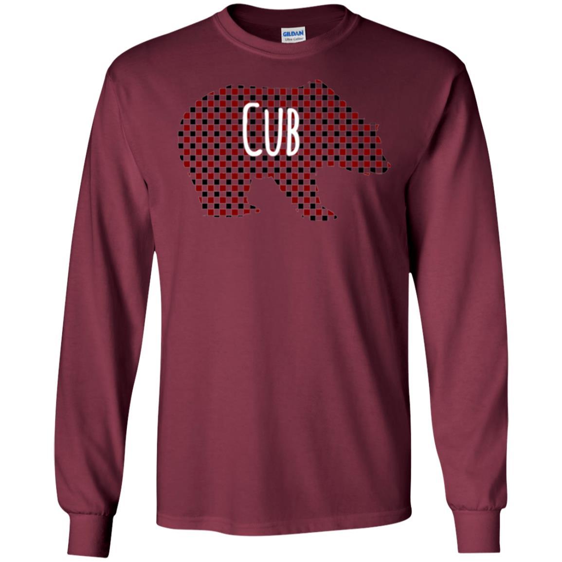 Family Christmas T-shirt Red Plaid Cub Bear Maroon