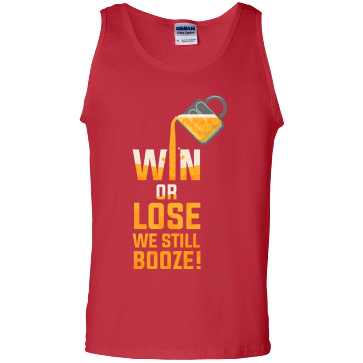 Beer Lover T-shirt Win Or Lose We Still Booze Red