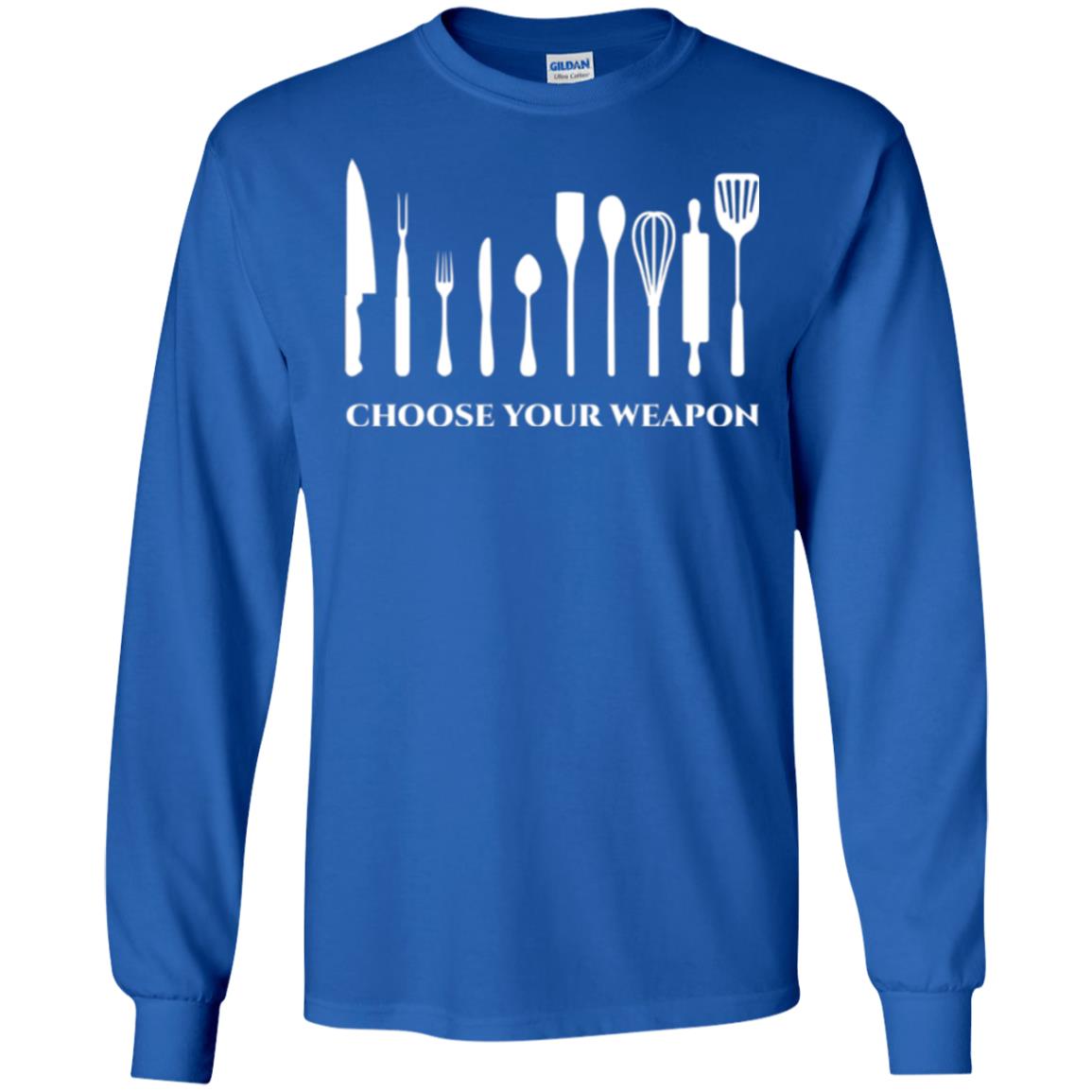 Chef Kitchen Cutlery T-shirt Choose Your Weapon Royal
