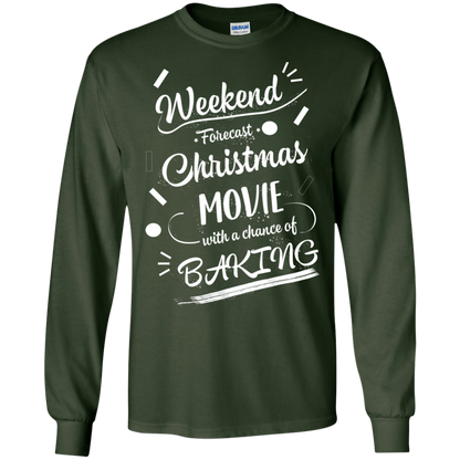 Christmas T-shirt Weekend Forecast Christmas Movie With A Chance Of Baking Forest Green
