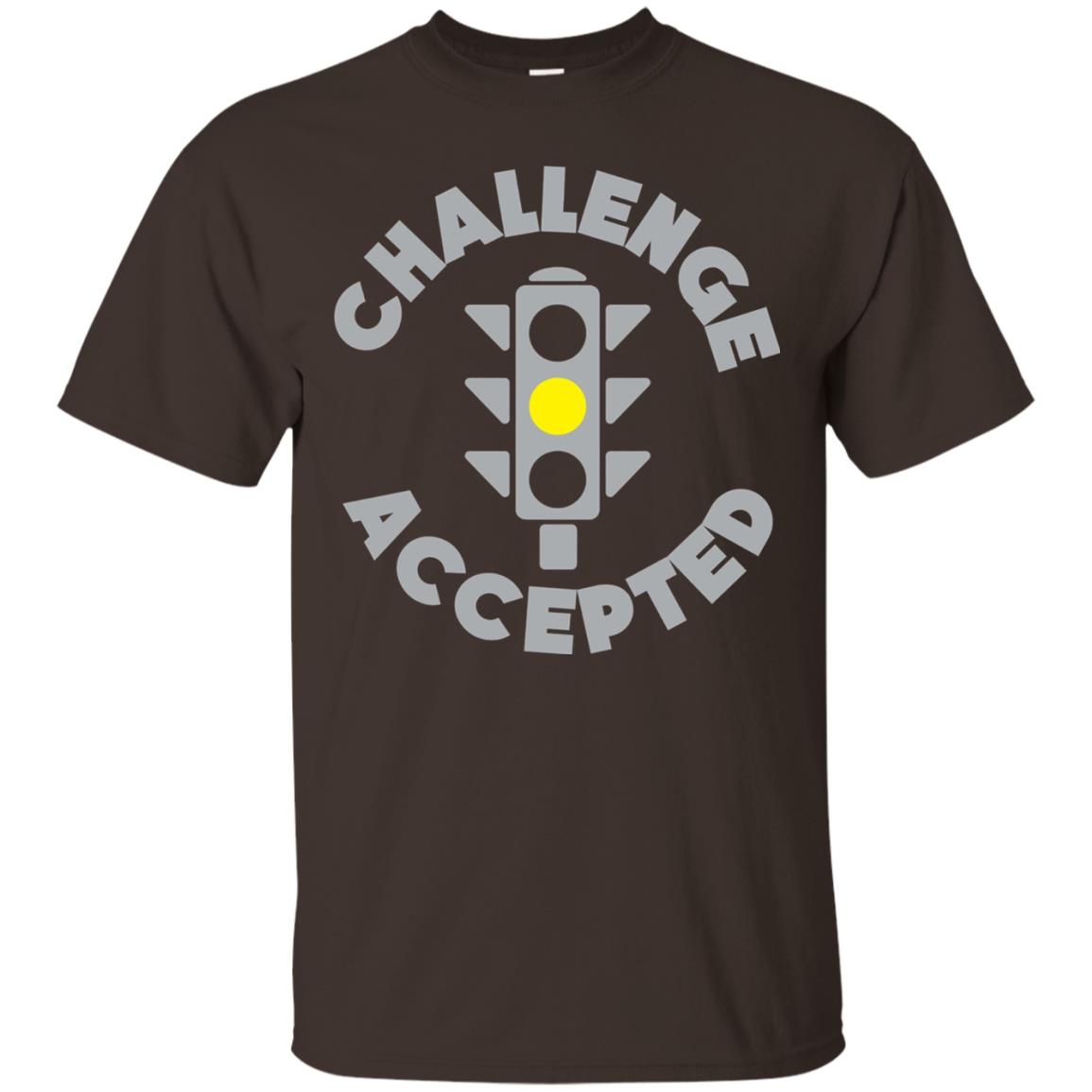Funny Racing T-shirt Challenge Accepted Yellow Light Car Dark Chocolate
