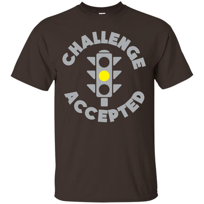 Funny Racing T-shirt Challenge Accepted Yellow Light Car Dark Chocolate