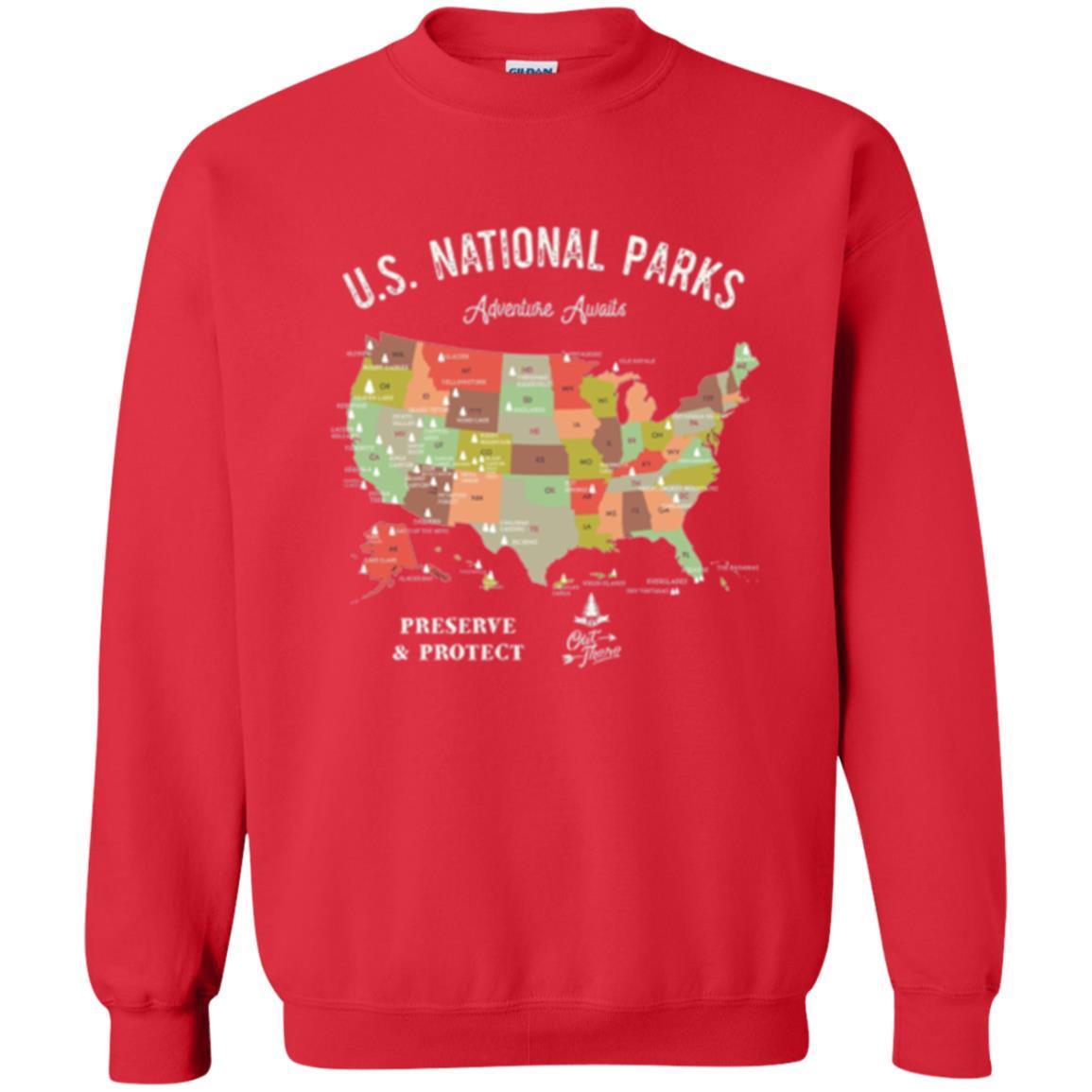Hiking Camping T-shirt National Park Map Vintage T-shirt Red