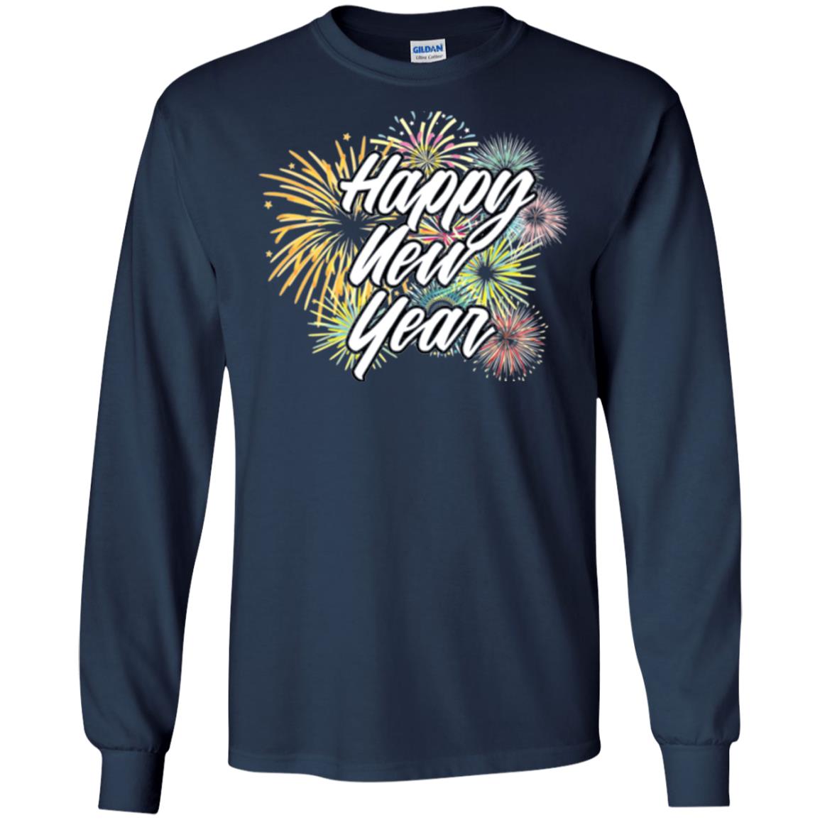 Happy New Year T-shirt Fireworks Navy