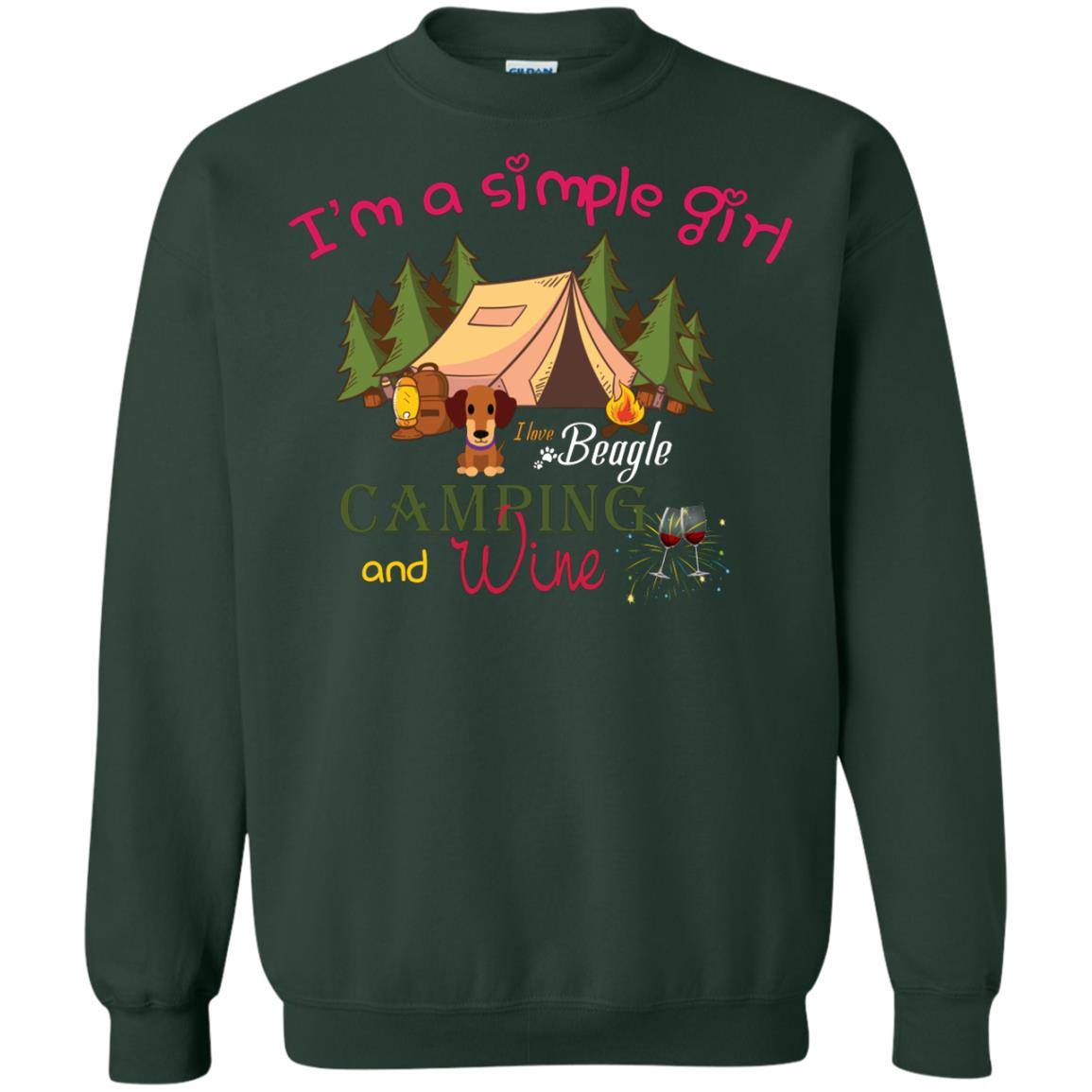 I’m A Simple Girl I Love Beagle Camping And Wine Shirt Forest Green