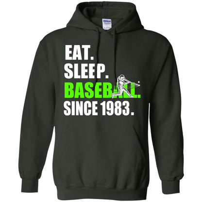 Eat Sleep Baseball Since 1983 35th Birthday Shirt Forest Green
