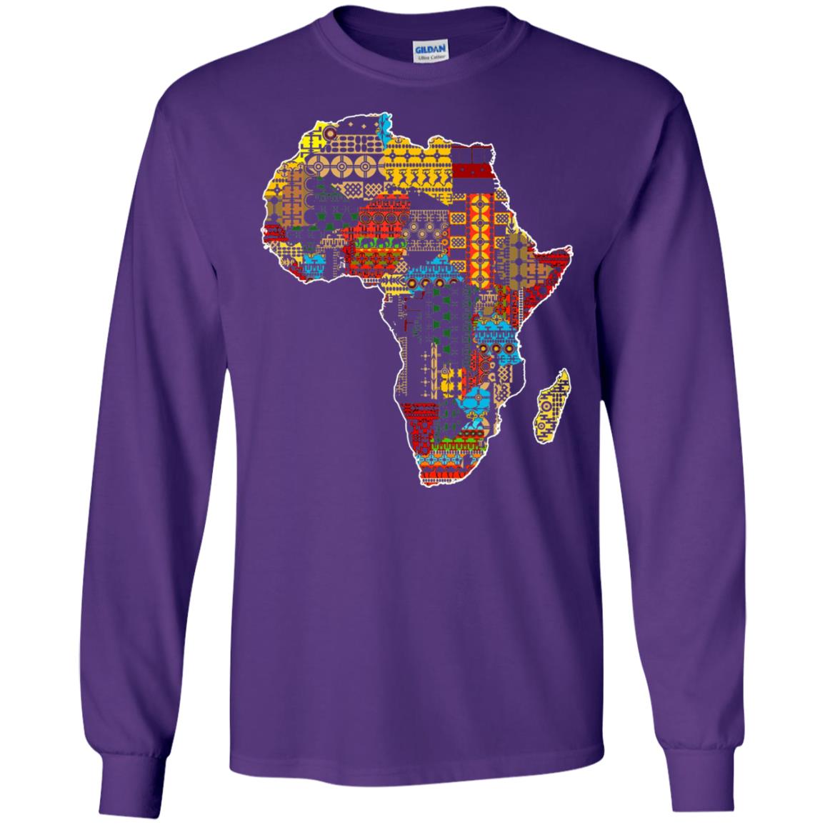 African Pride Traditional Ethnic Pattern Africa Map Shirt Purple