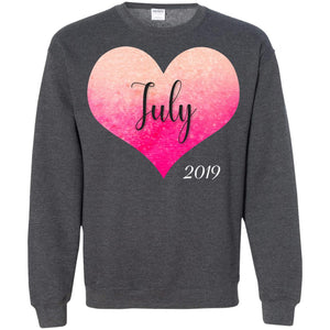 Pregnancy Reveal Announcement Party July 2019 ShirtG180 Gildan Crewneck Pullover Sweatshirt 8 oz.