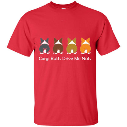 Dog Lover T-shirt Corgi Butts Drive Me Nuts Red