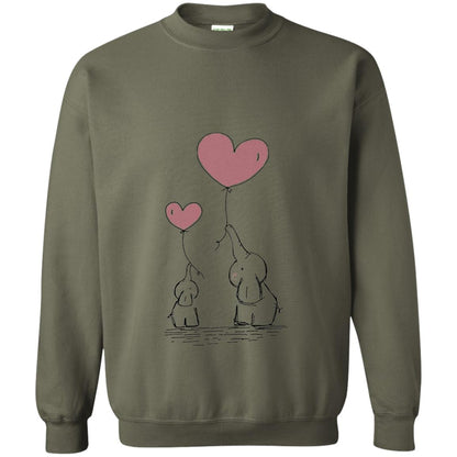 Elephants Mom Heart Balloons Family Shirt Military Green