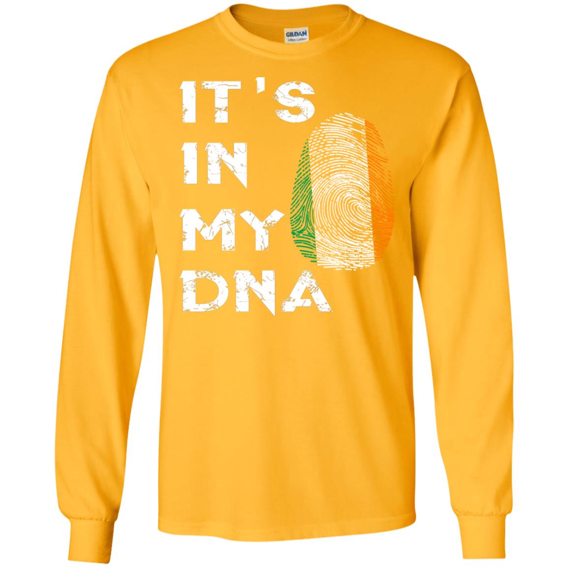 It's In My Dna Fingerprint Irish Ireland Gift Shirt Gold