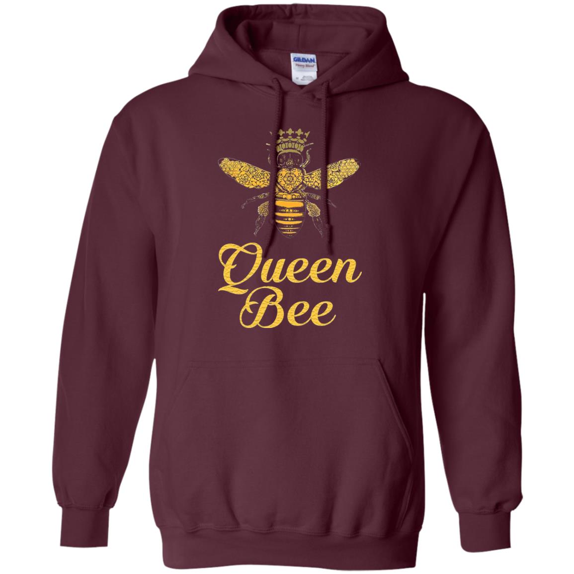 Bee Lover T-shirt Queen Bee Crown T-shirt Maroon