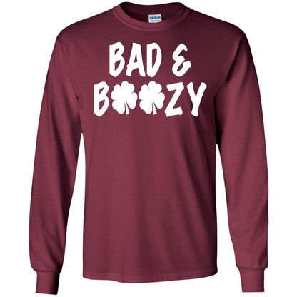 Bad And Boozy St. Patrick_s Day T-shirt Maroon