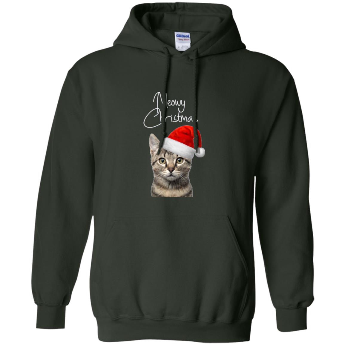 Cat Lovers T-shirt Merry Christmas Forest Green