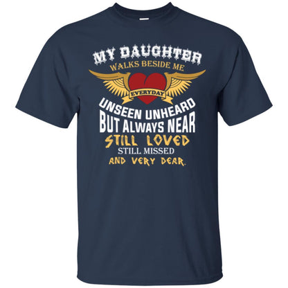 Family T-shirt My Daughter Walks Beside Me Everyday Navy