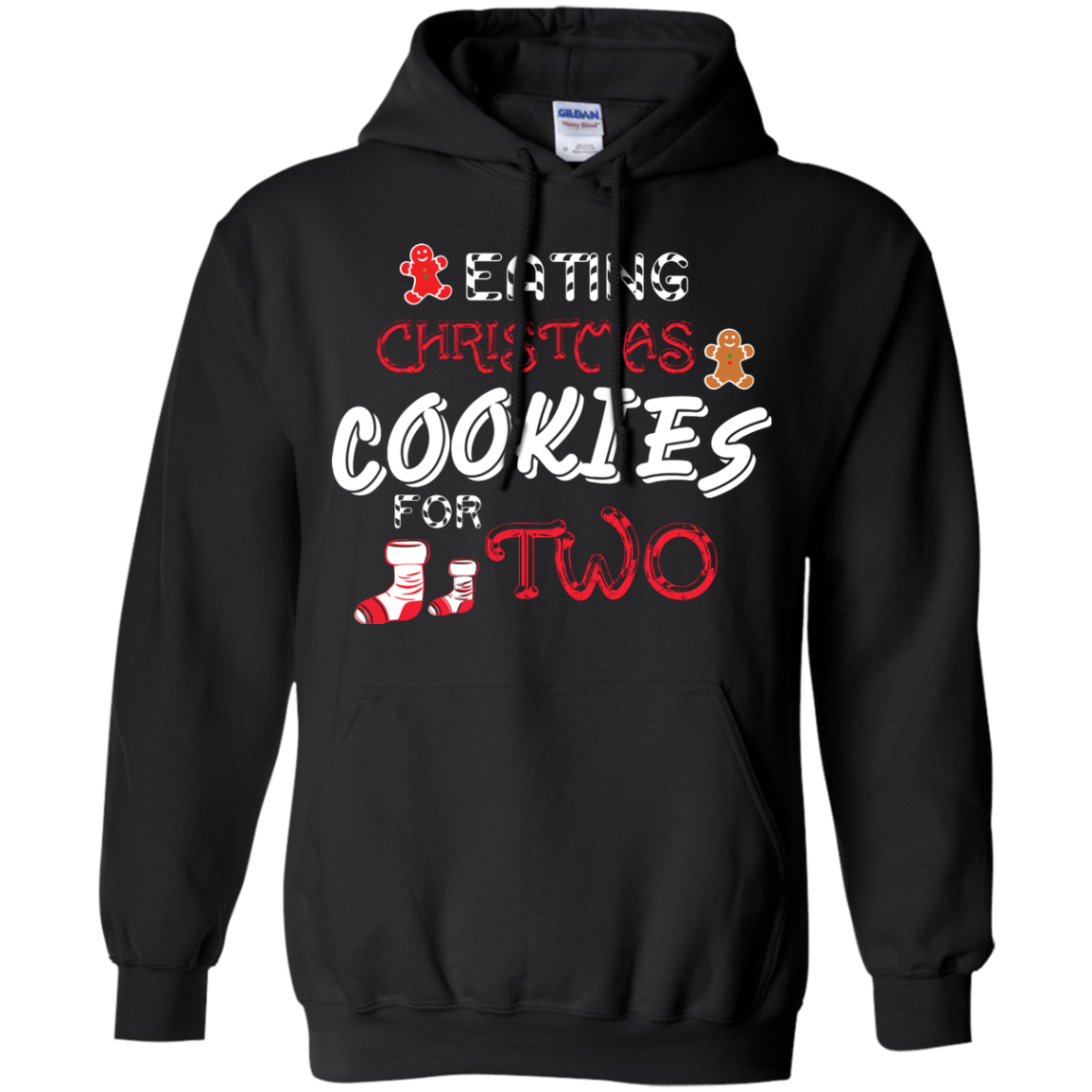 Christmas T-shirt Eating Christmas Cookies For Two Black