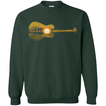 Guitar Lovers T-shirt Guitar Lake Shadow Forest Green