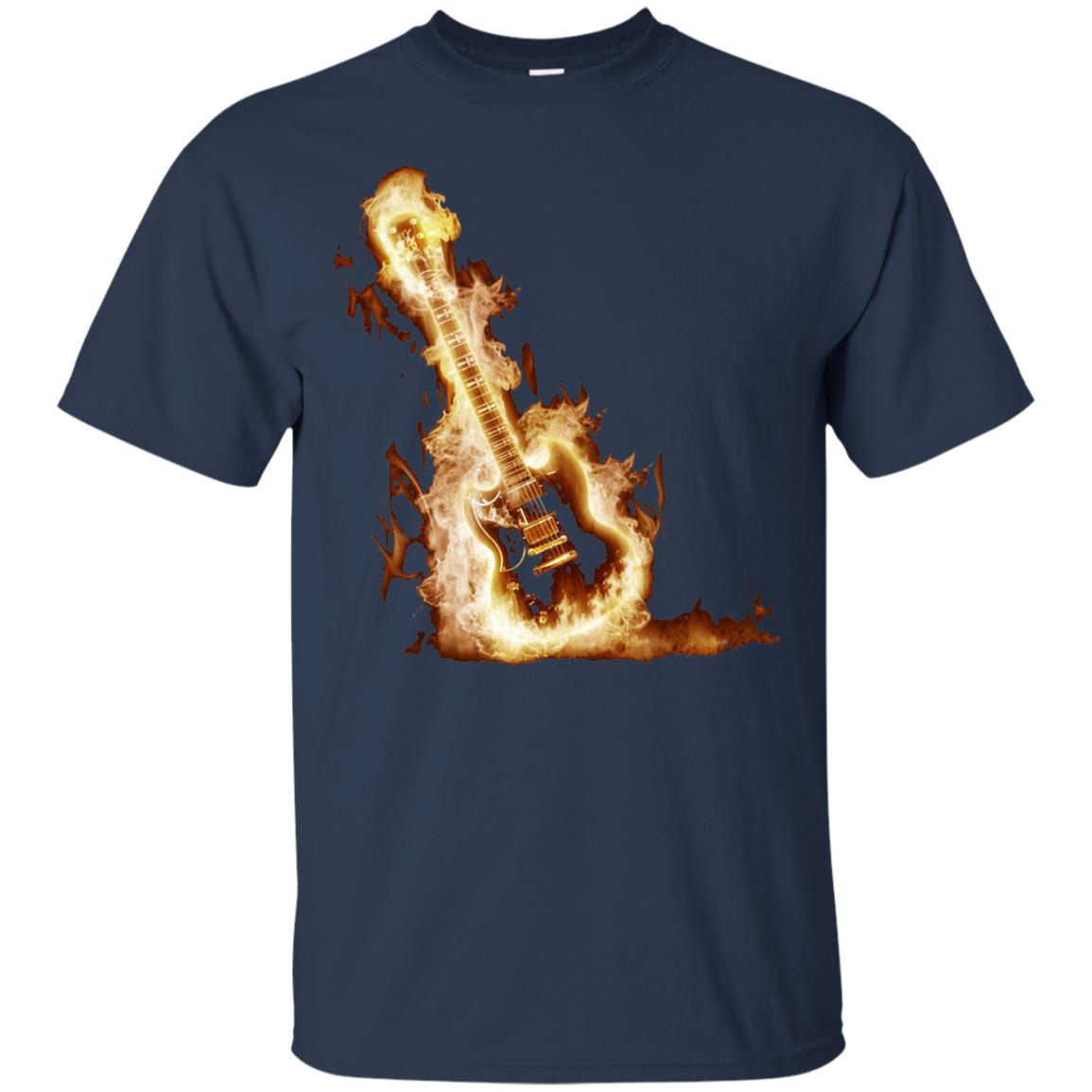 Rock Guitar On Fire T-shirt Navy