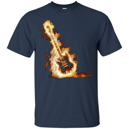 Rock Guitar On Fire T-shirt Navy