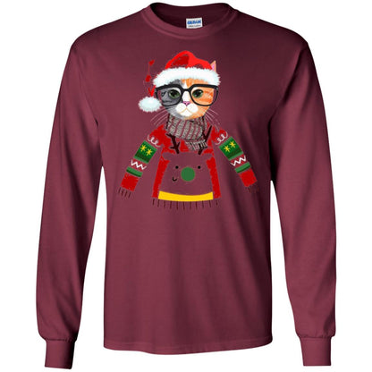 Christmas T-shirt Cat Lover Meowy Christmas T-shirt Maroon