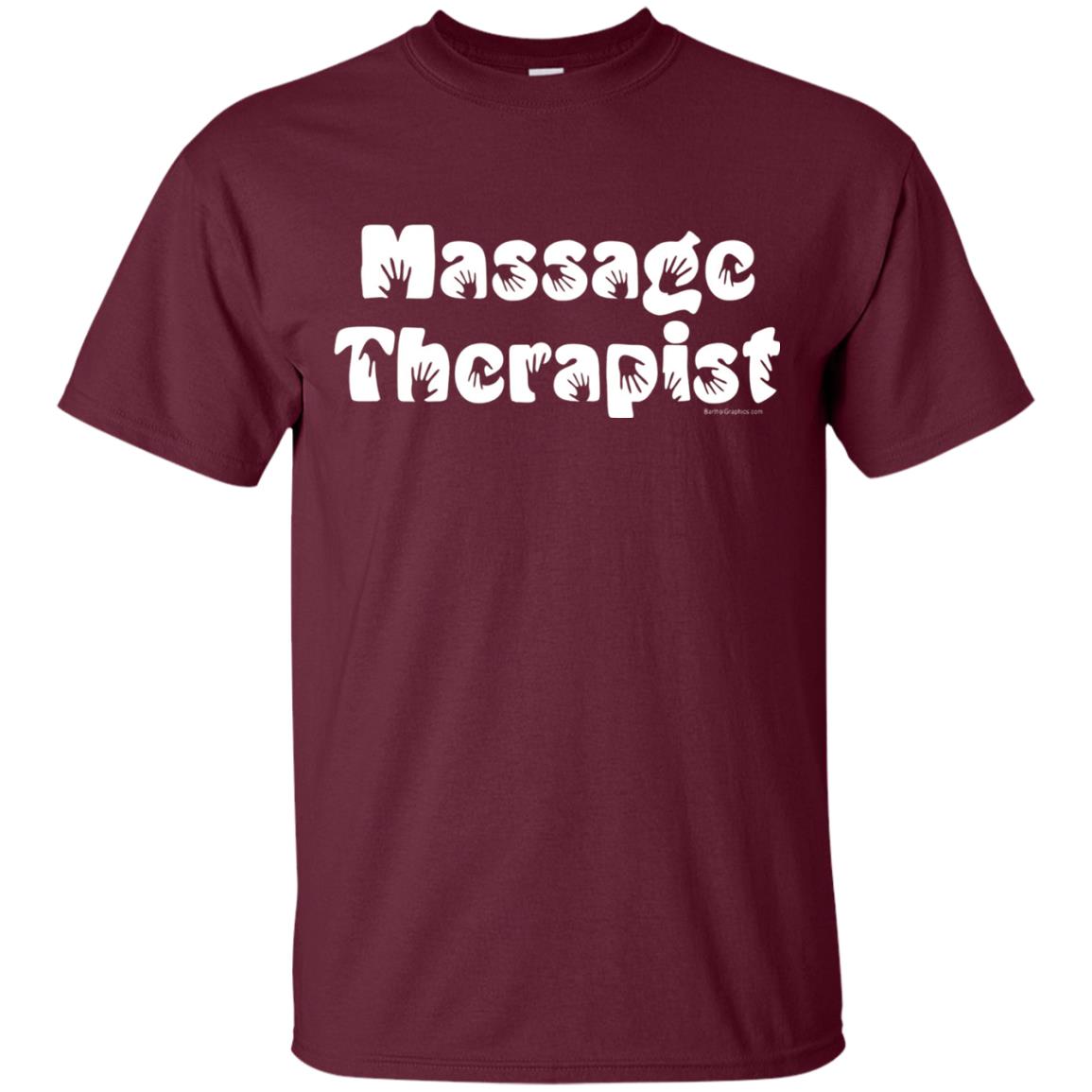 Massage Therapist White Handprint Text T-shirt Maroon