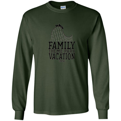 Family T-shirt Vacation 2018 Theme Park Roller Coaster Forest Green