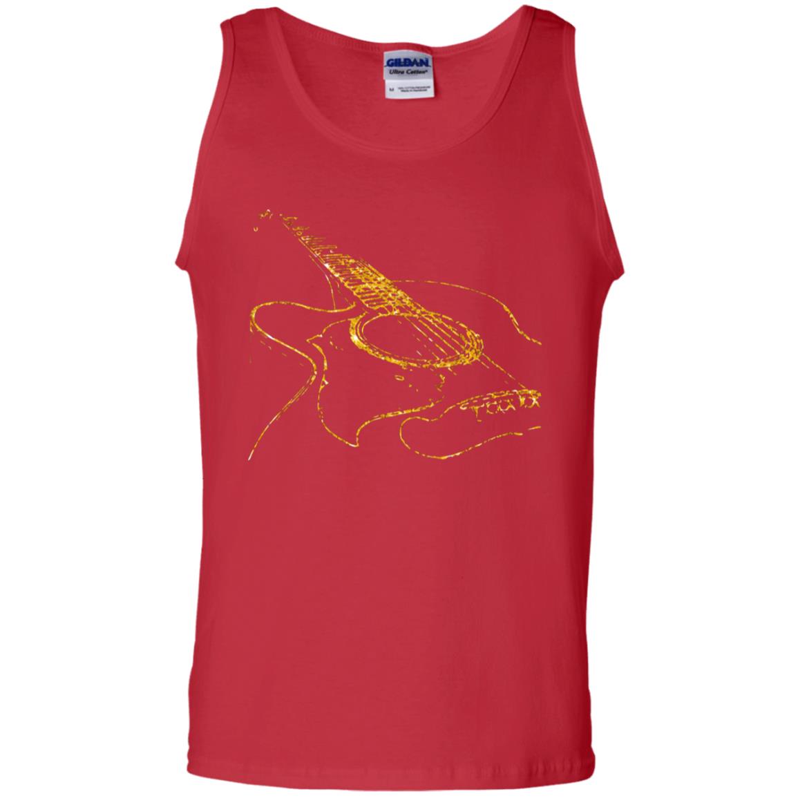 Guitar Gold Guitarist Gift Shirt For Mens Or Womens Red