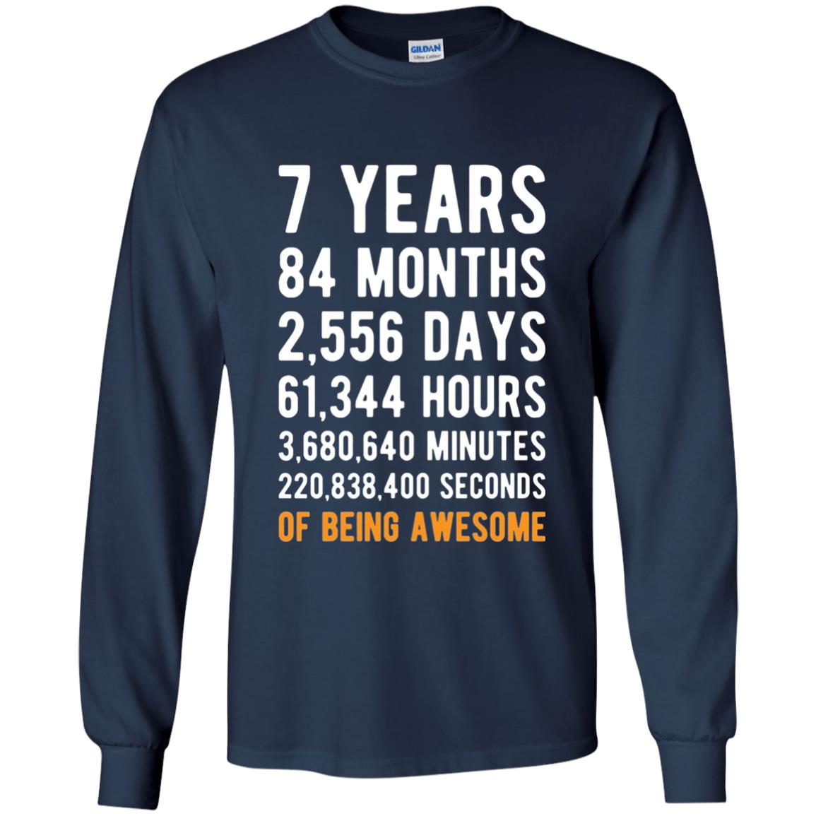 7th Birthday Shirt 7 Years Old Being Awesome Navy