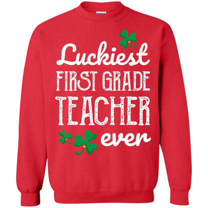 Luckiest First Grade Teacher Ever St. Patricks Day T-shirt Red