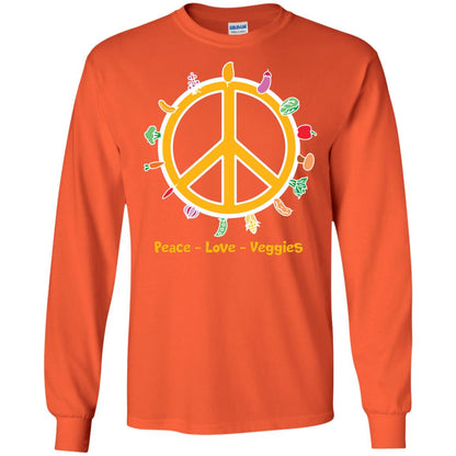 Vegetarian T-shirt Peace Love Veggies Orange