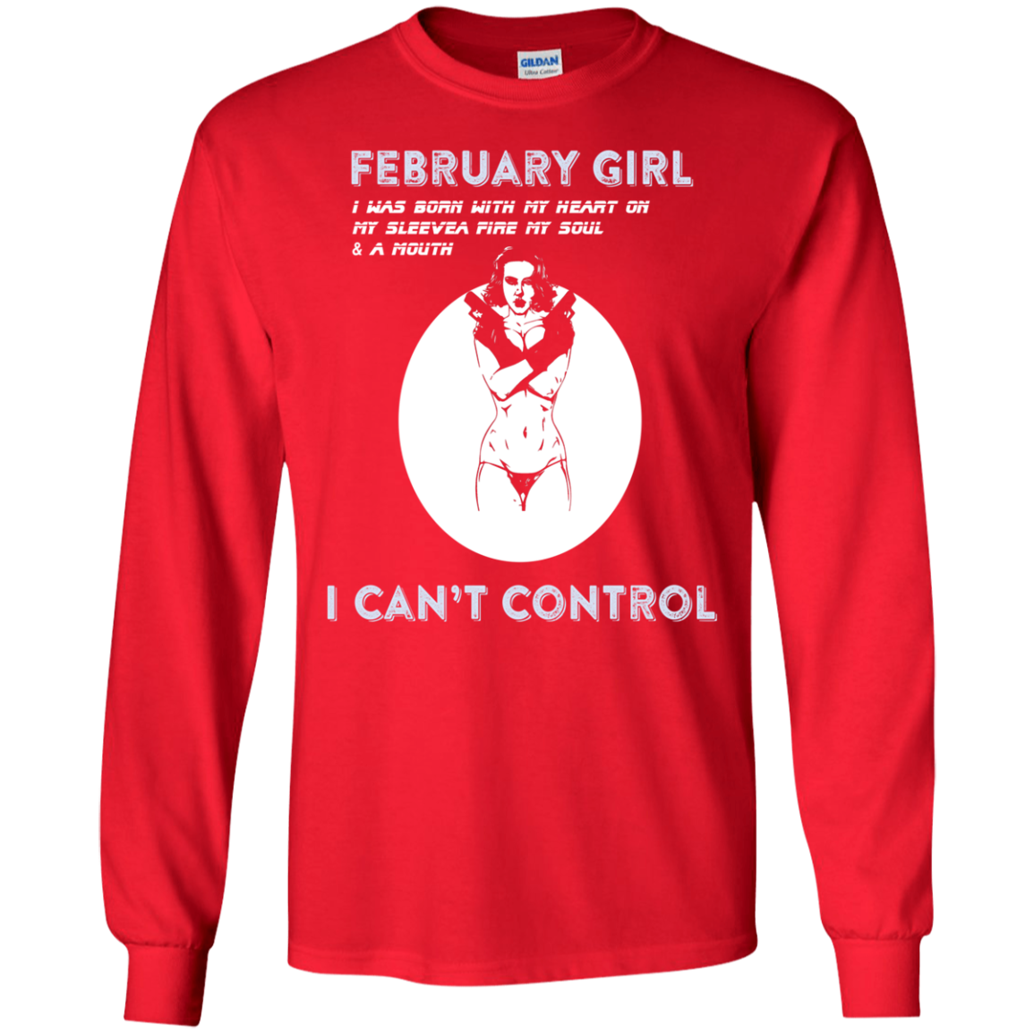 February Girl I Was Born With My Heart T-shirt Red