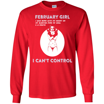 February Girl I Was Born With My Heart T-shirt Red