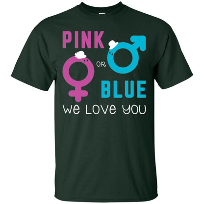 Pink Or Blue We Love You Gender Reveal Party Tshirt Forest Green