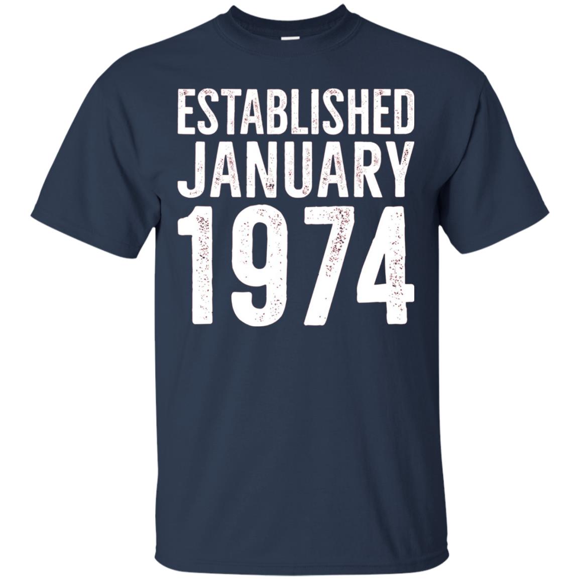 Established January 1974 43rd Birthday T-shirt Navy