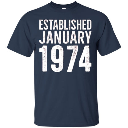 Established January 1974 43rd Birthday T-shirt Navy