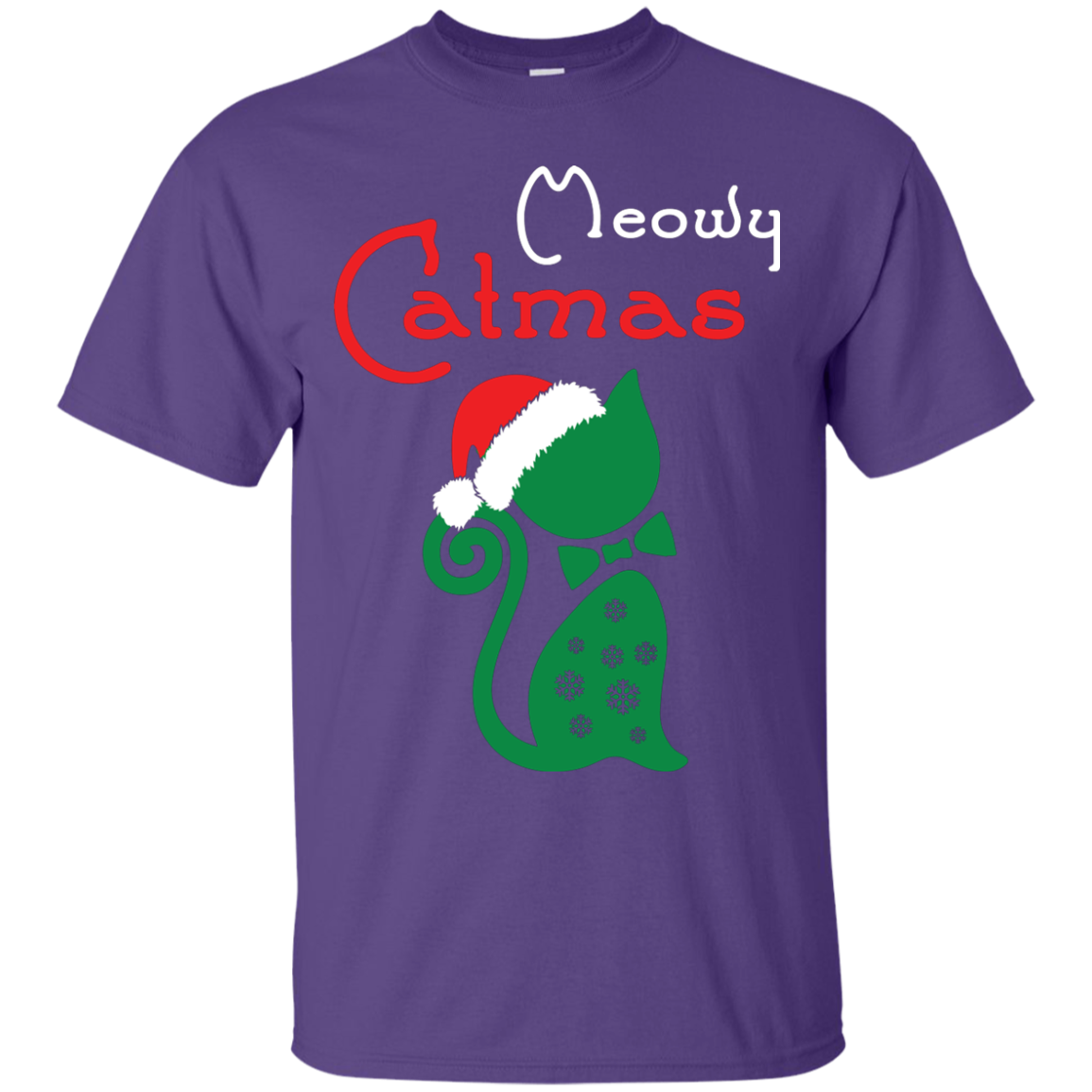 Cat Christmas T-Shirt Meowy Catmas Purple