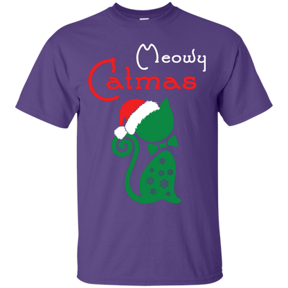 Cat Christmas T-Shirt Meowy Catmas Purple
