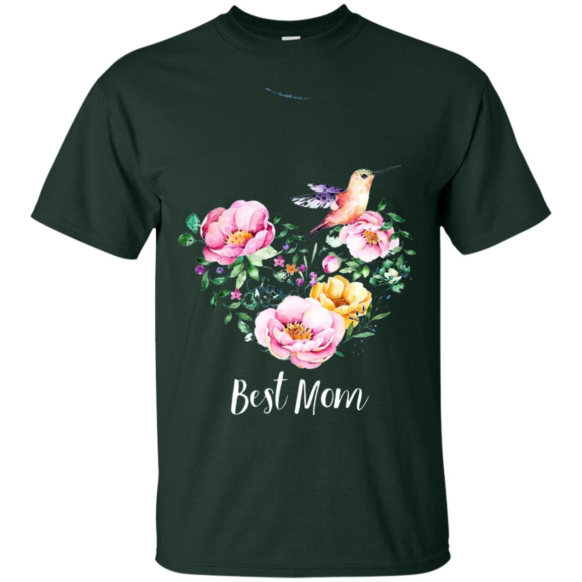 Best Mom Hummingbird Flower Heart Mommy Shirt Forest