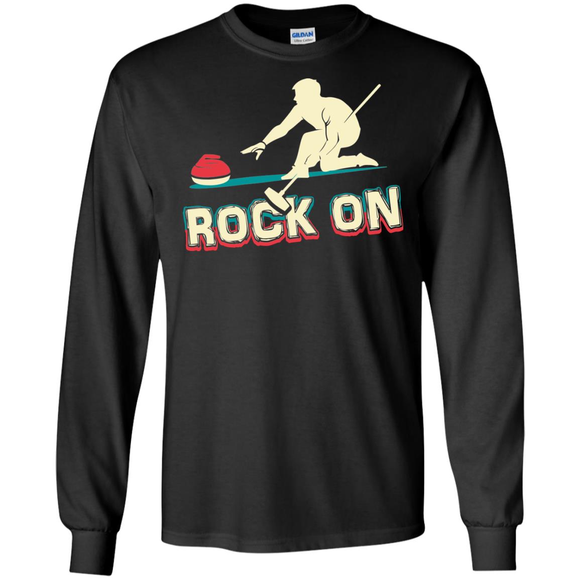 Curling Winter Lover T-shirt Rock On Curling Winter Sports Black