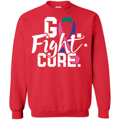 Thyroid Awareness Go Fight Cure Teal Pink Blue Ribbon Shirt Red